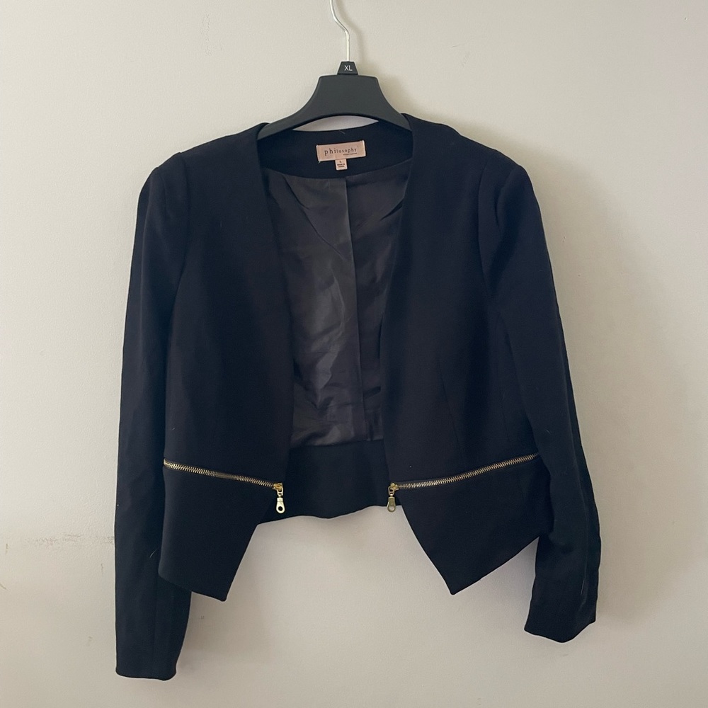 Philosophy Cropped Zipper Blazer, Large